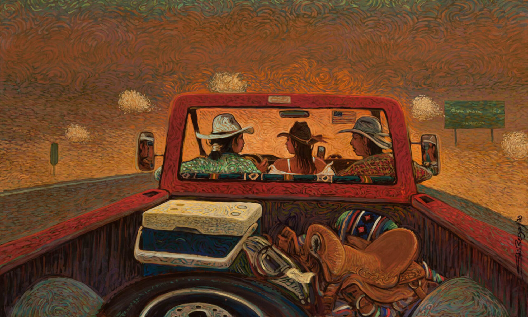 Shonto Begay's painting, Tumbleweed Crossing