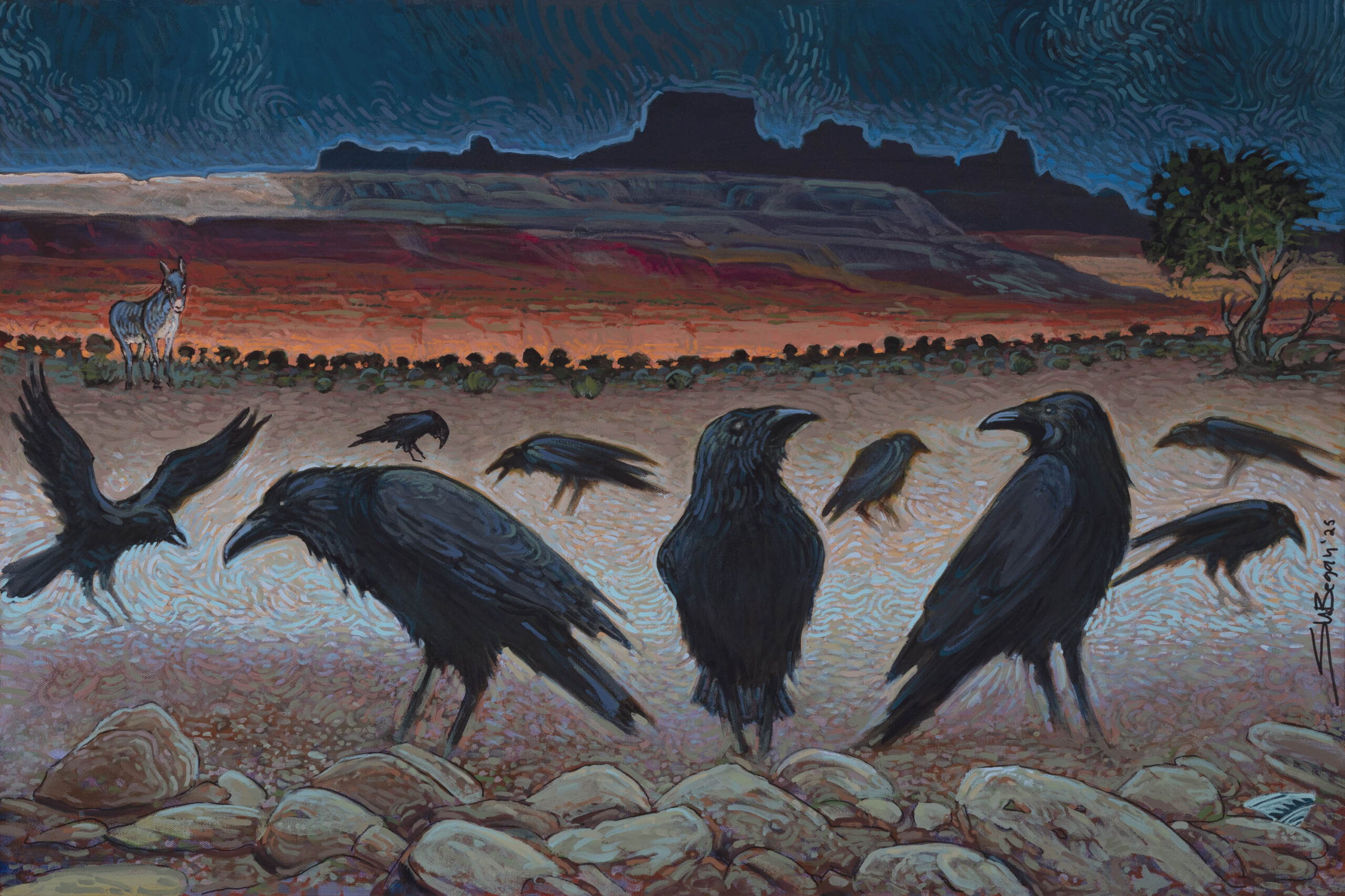 Shonto Begay painting - Witness to Murder, 40” x 30”, acrylic on canvas