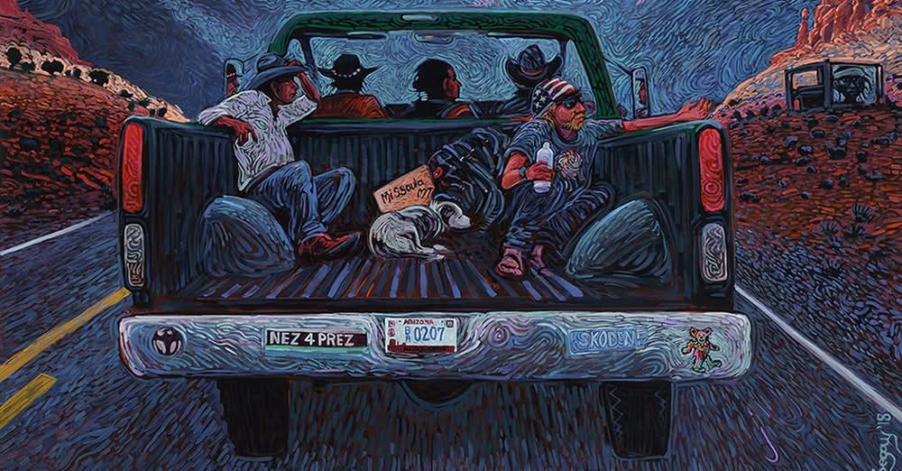 Navajo Blue Highway painting by Shonto Begay.